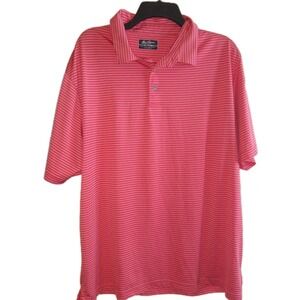 Ben Hogan Performance‎ Golf Polo Shirt XL Orange Coral Stripe Short Sleeve Men's